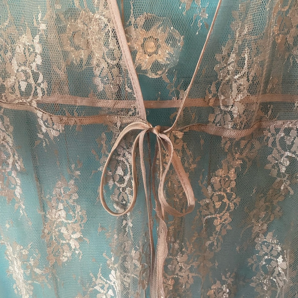 Lacey Sheer Tie Waist Cardigan Style - Eco Friendly Brand from LA - Light Gray